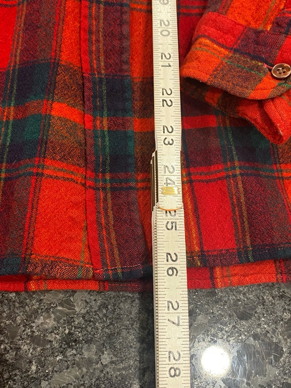 Vintage youth size 16 Pendleton Red and Green Plaid Flannel Button-Down Shirt - Picture 4 of 6